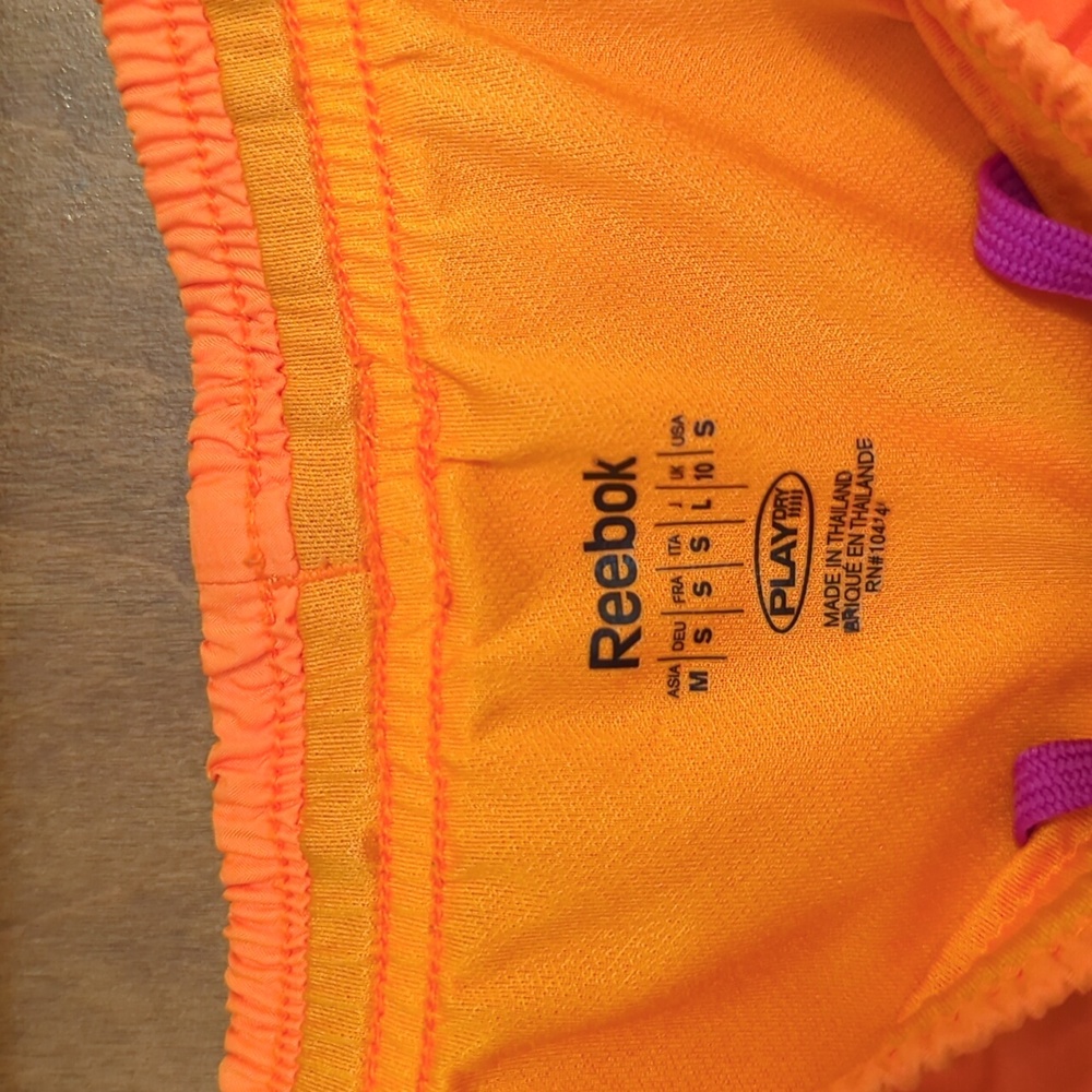 Reebok Womans Playdry Orange Running Shorts S - Picture 3 of 6